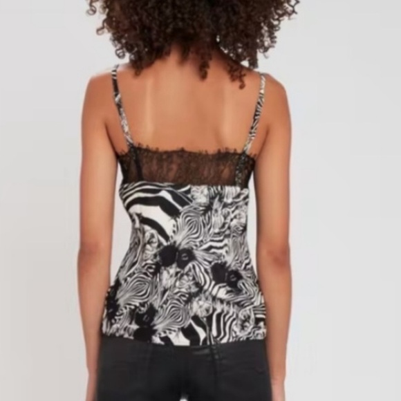 🚦 NWT 7 For All Mankind LA Zebra Floral Lace Trim V-neck Camisole XS - Picture 2 of 14